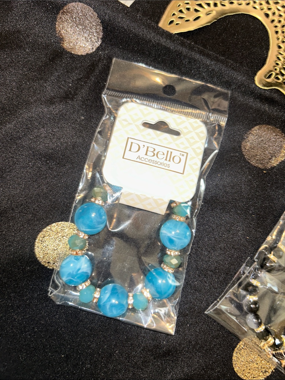 D'Bello Blue Beaded Stretch Bracelet